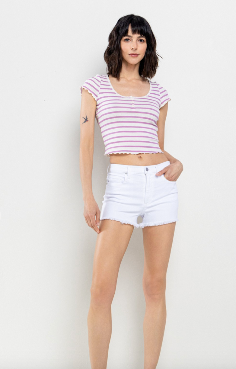 High Rise Frayed Shorts