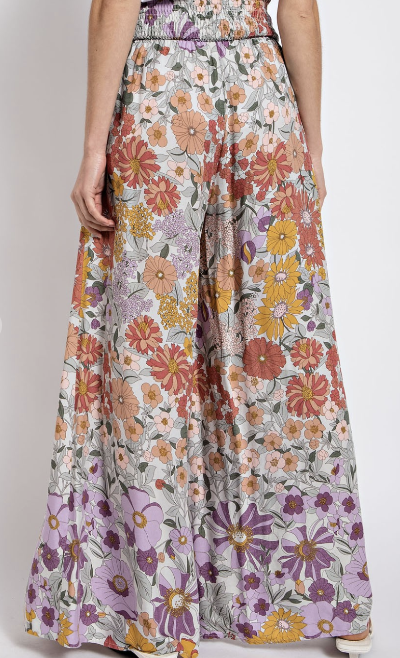 Wide Leg Smocked Waist Pant