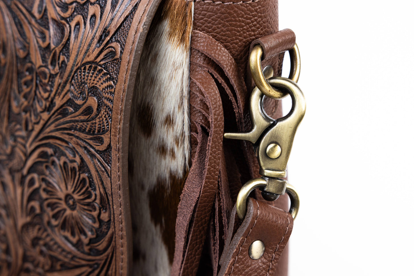 Brown Western Saddle Purse with Fringe