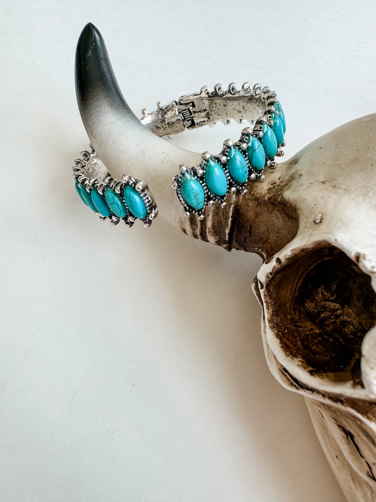 Oval Stone Hinge Bangle Bracelet