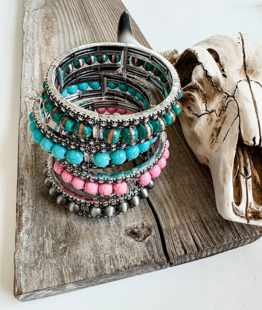 Navajo Pearl Concho Stretch Bracelet