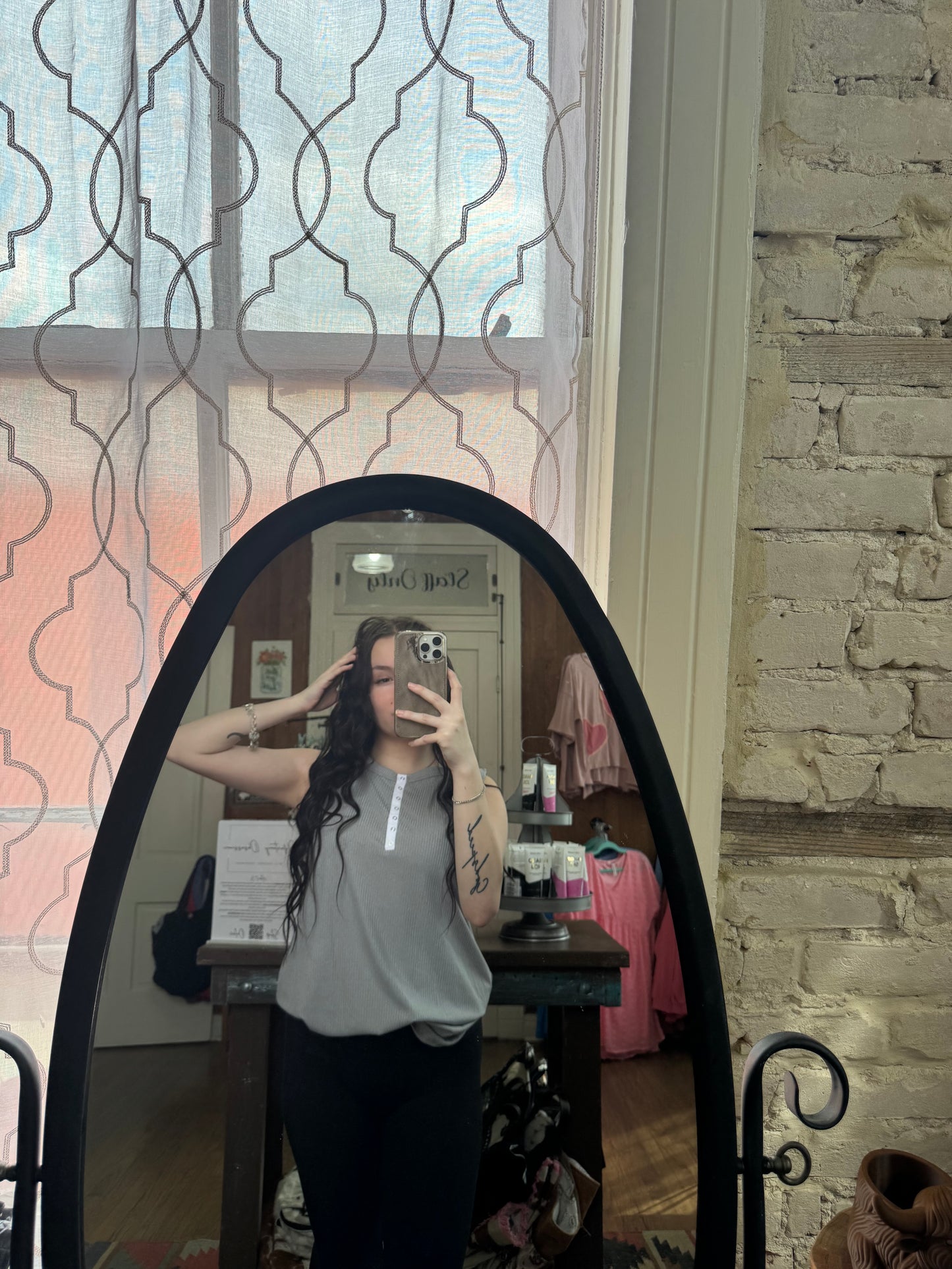 Sleeveless Henley Top