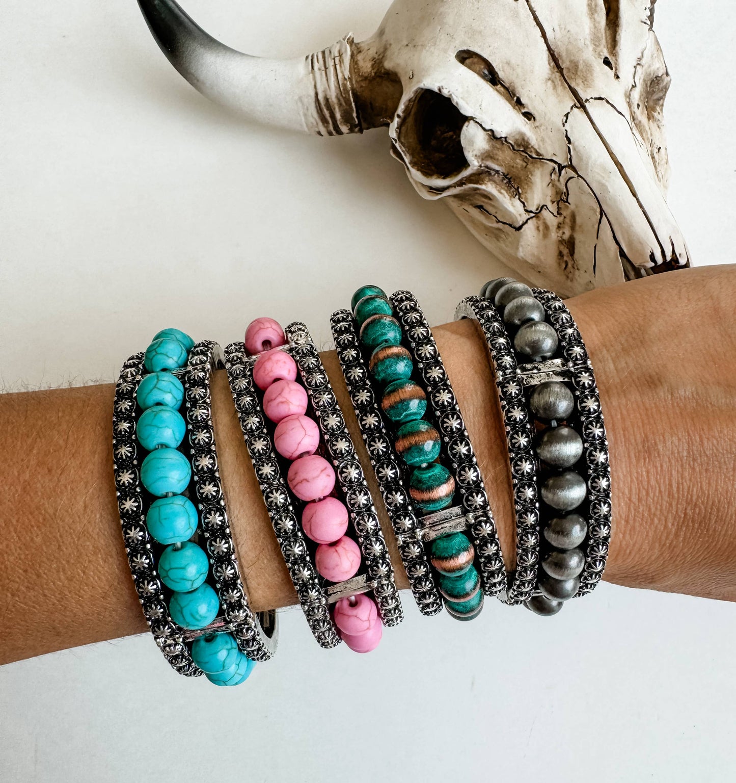 Navajo Pearl Concho Stretch Bracelet