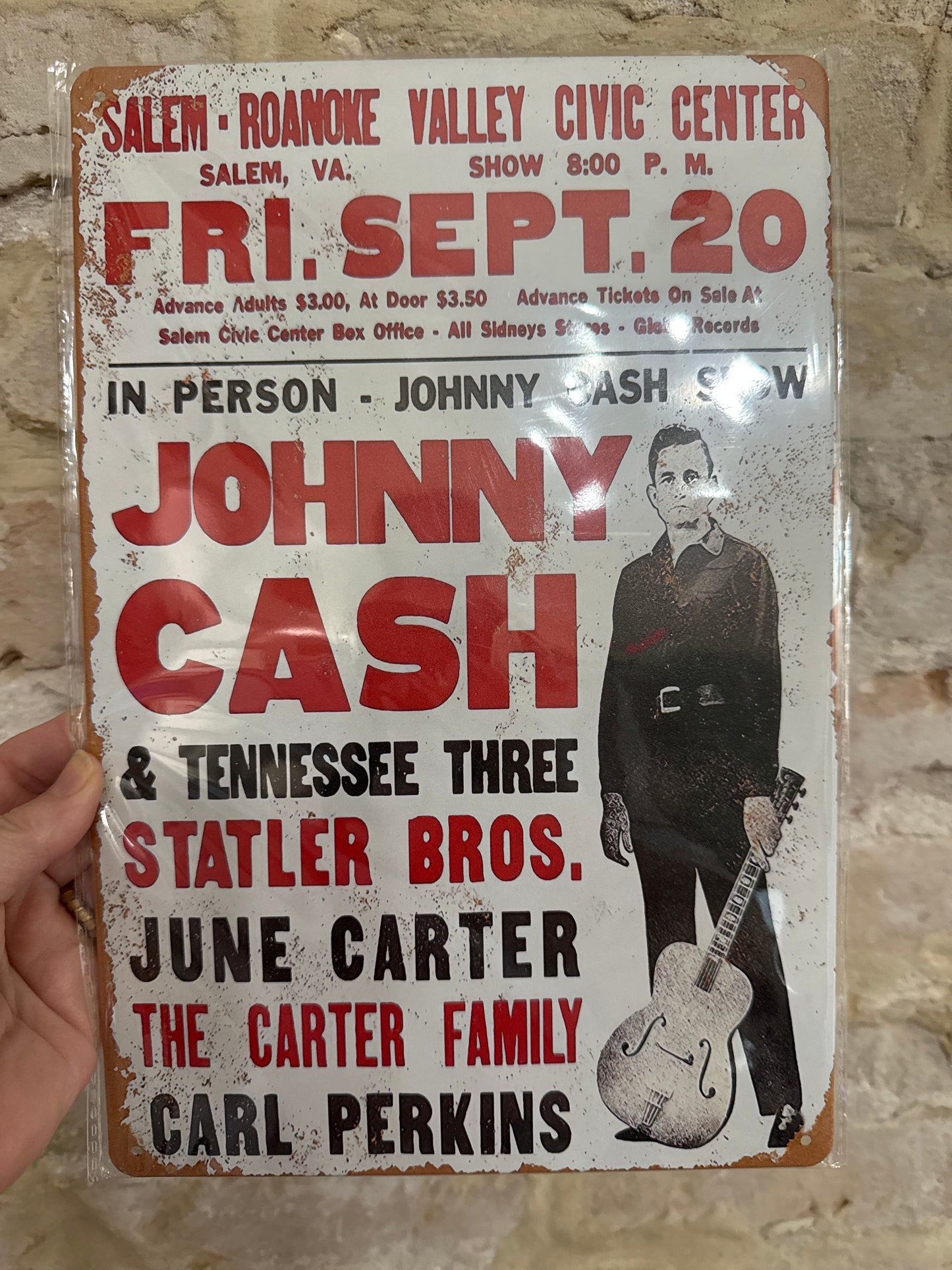 Johnny Cash Concert Poster 1968 Tin Sign