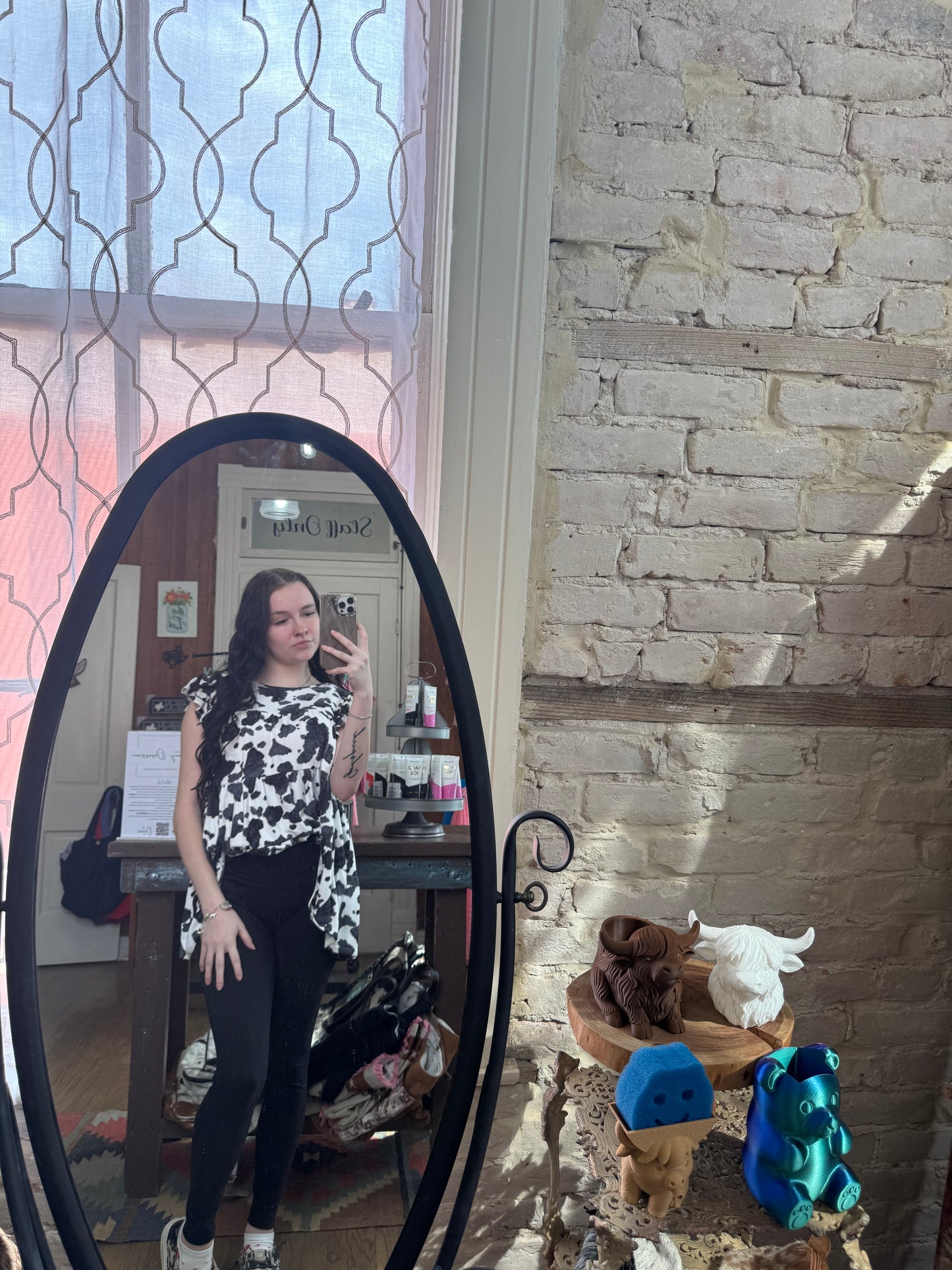 Cow Ruffle Top