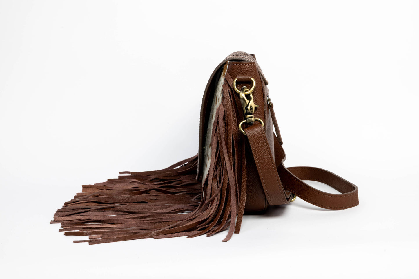 Brown Western Saddle Purse with Fringe