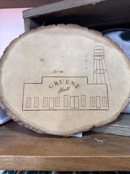 Laser Engraved Gruene Hall Wood chip