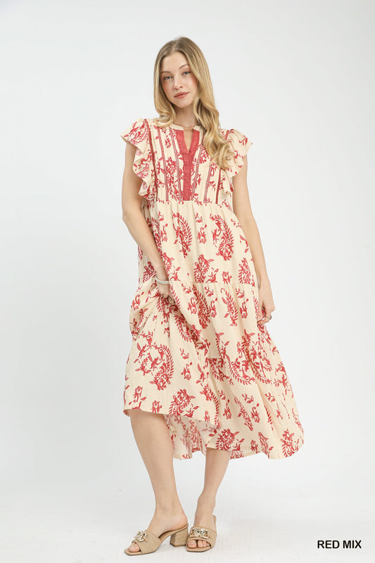 Paisley Print Midi Dress