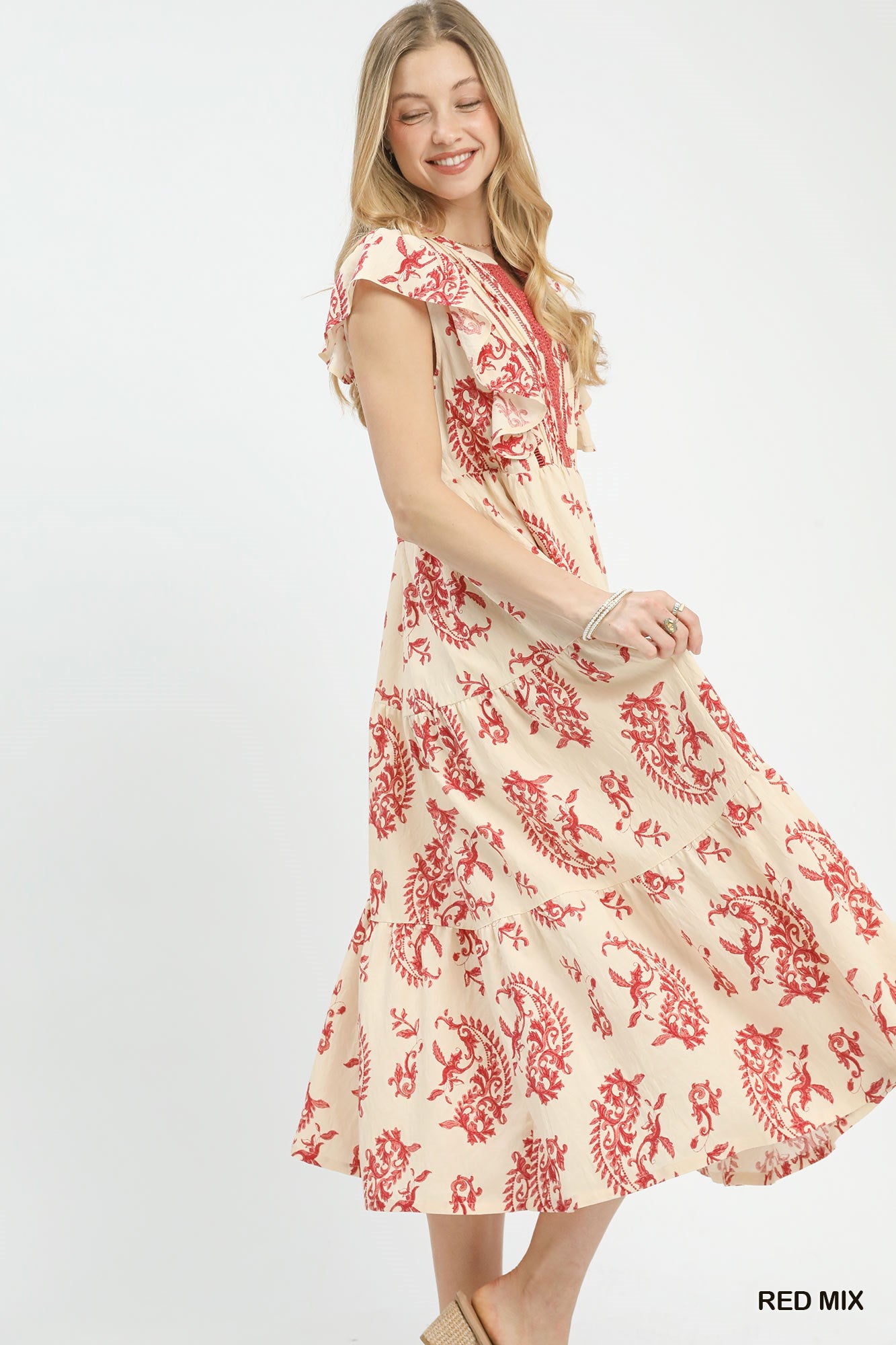 Paisley Print Midi Dress