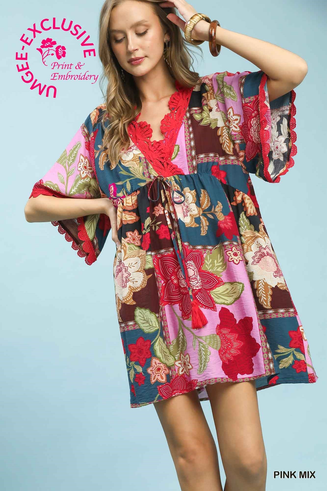 Boho Abstract Print Dress