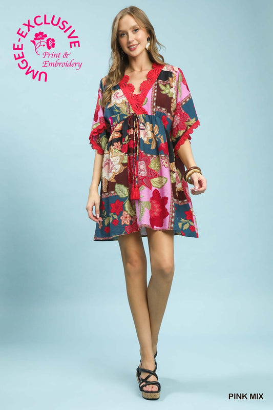 Boho Abstract Print Dress