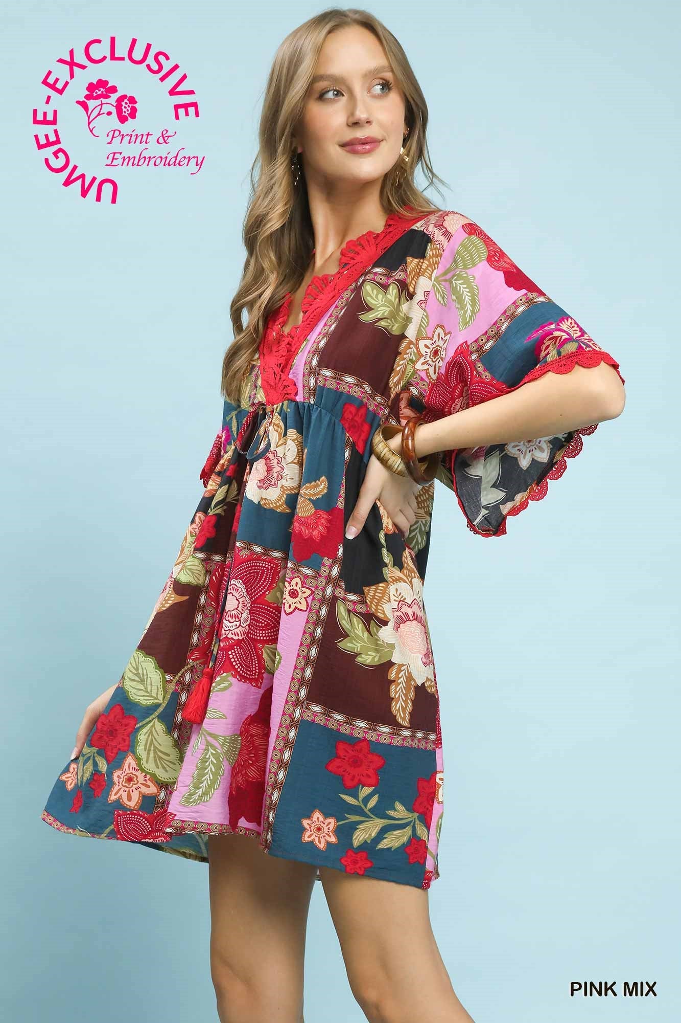 Boho Abstract Print Dress