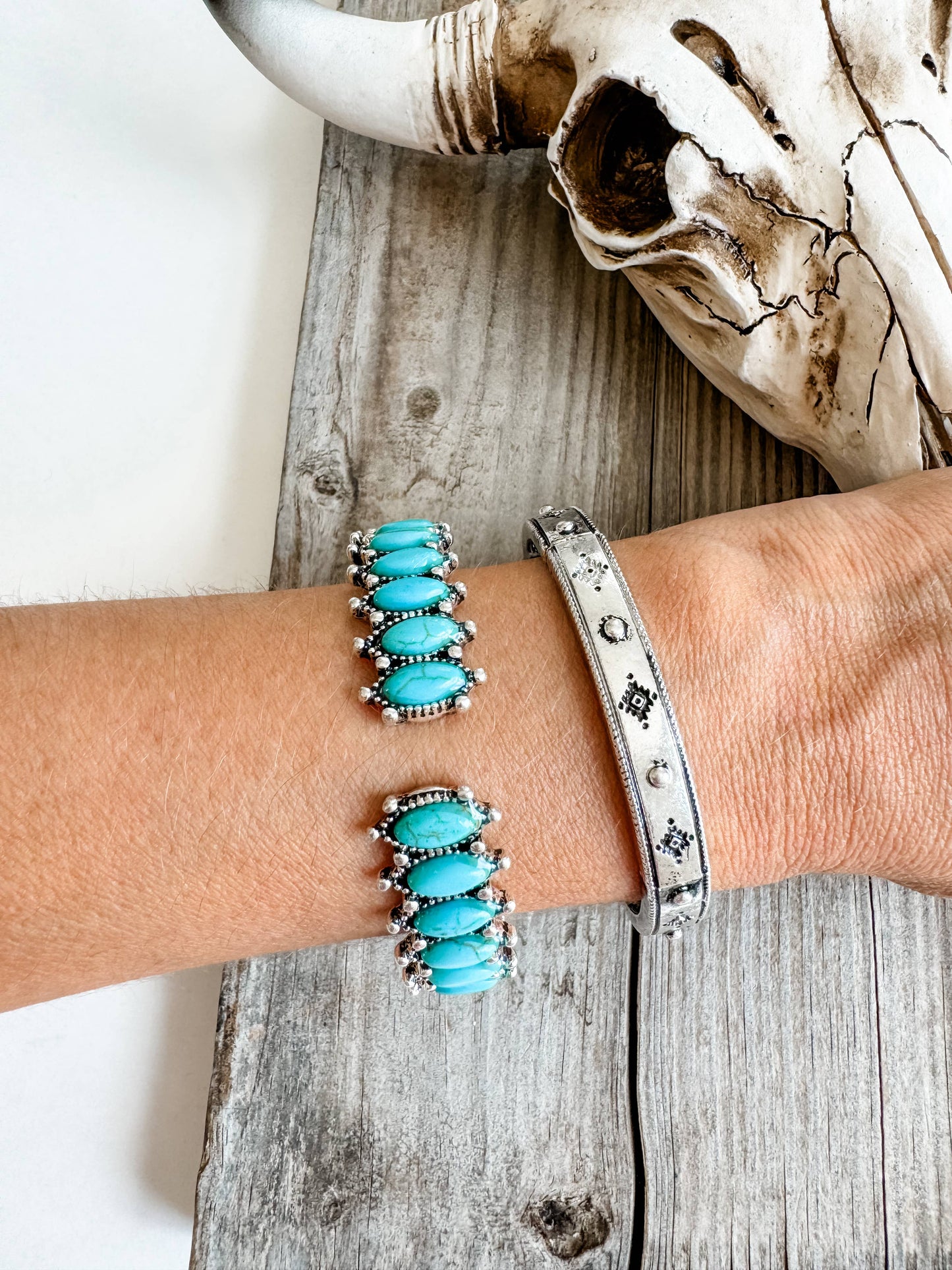 Oval Stone Hinge Bangle Bracelet
