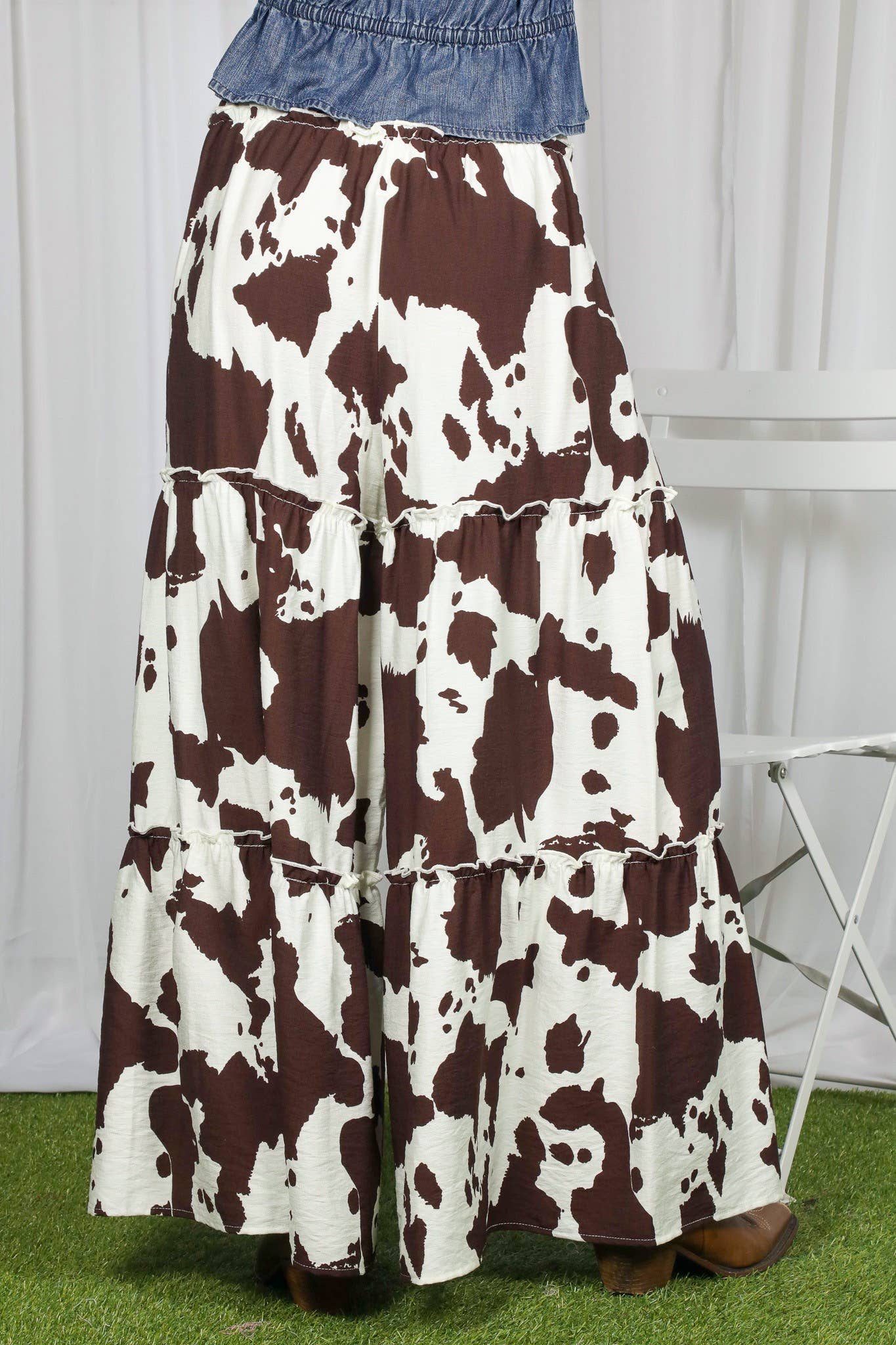 Cow Print Wide Leg Pants