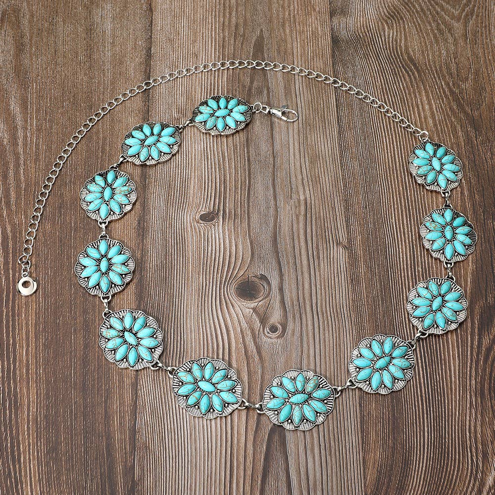 Western Turquoise Concho Belt