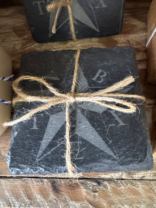 NBTEX Laser Engraved Slate Coaster Set