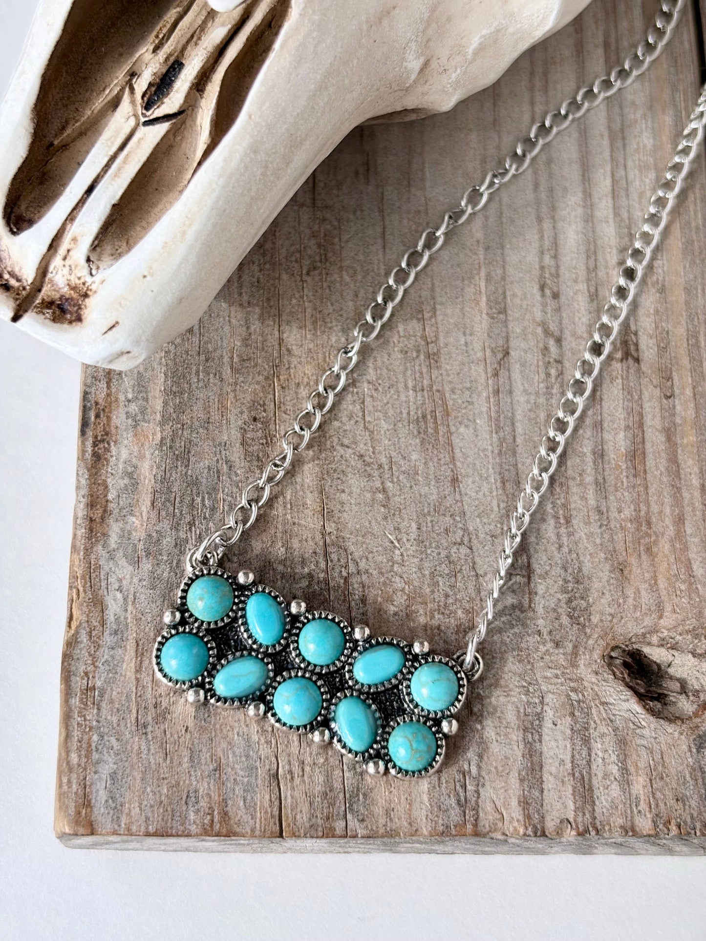 Turquoise Stone Link Chain Necklace