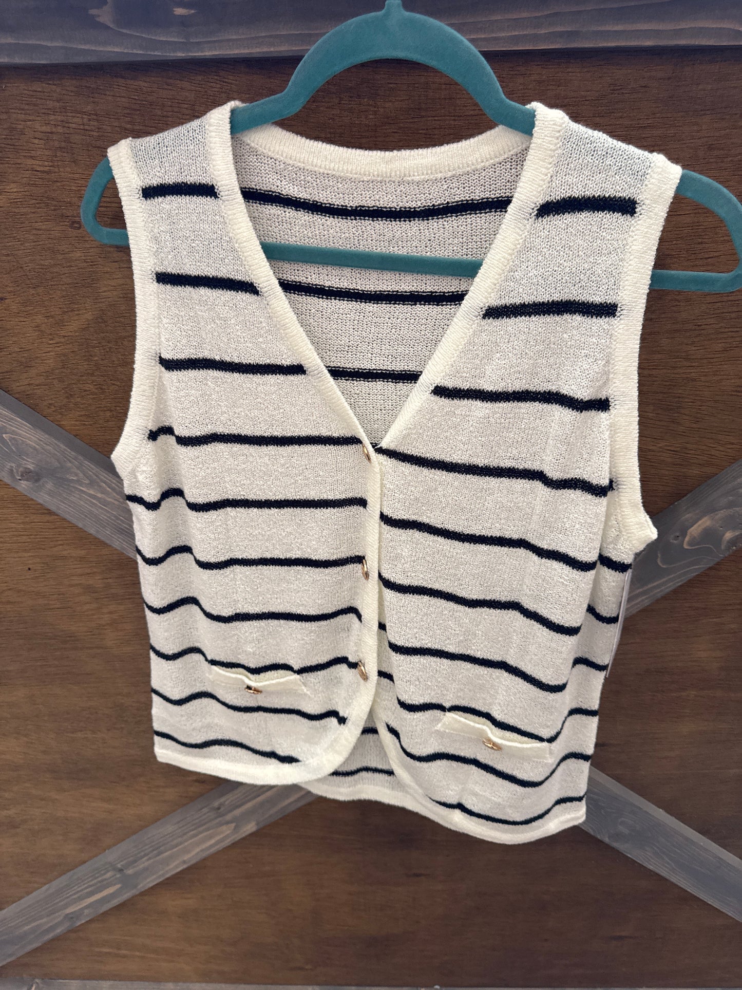 Striped Cardigan Vest