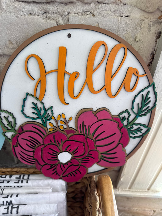 Laser Engraved 3D Hello Sign