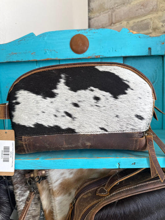 Leather Tooled Basketweave Toiletry Bag