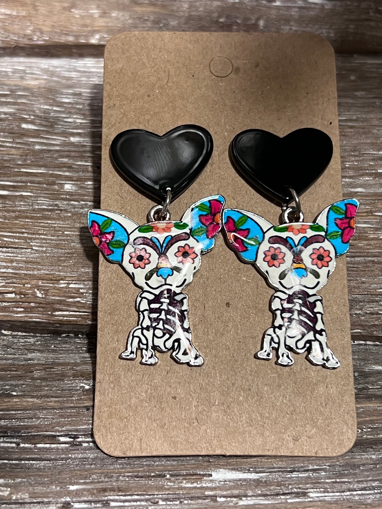 Sugar Skull Dog Earrings