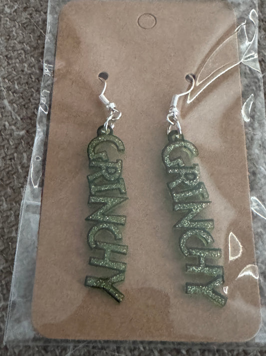 Acrylic Grinchy Earrings