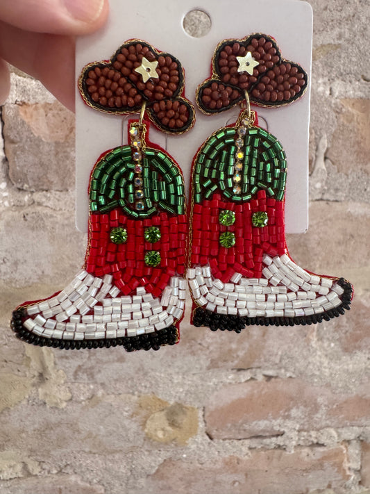 Steppin into Christmas Sea bead Earrings
