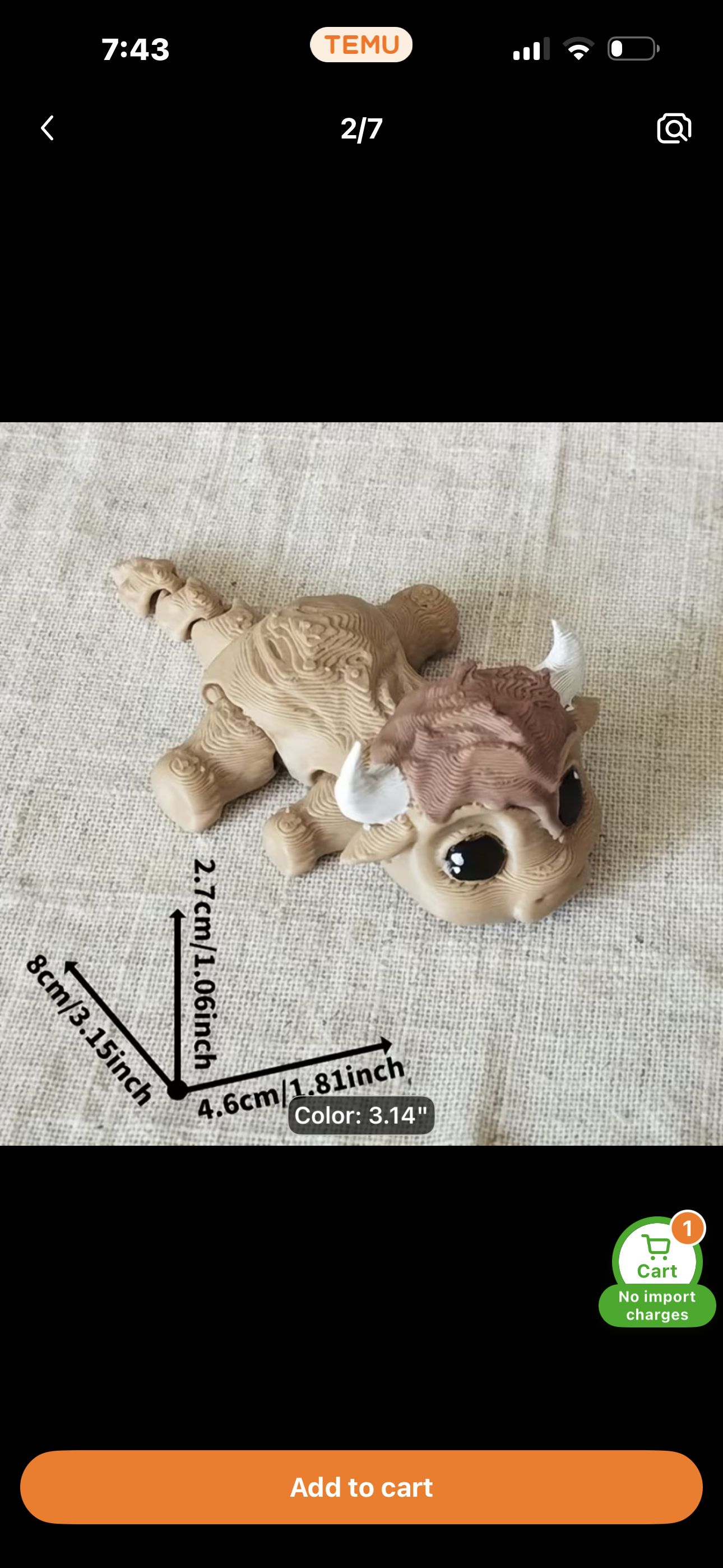 Small 3D Flexi Highland Cow