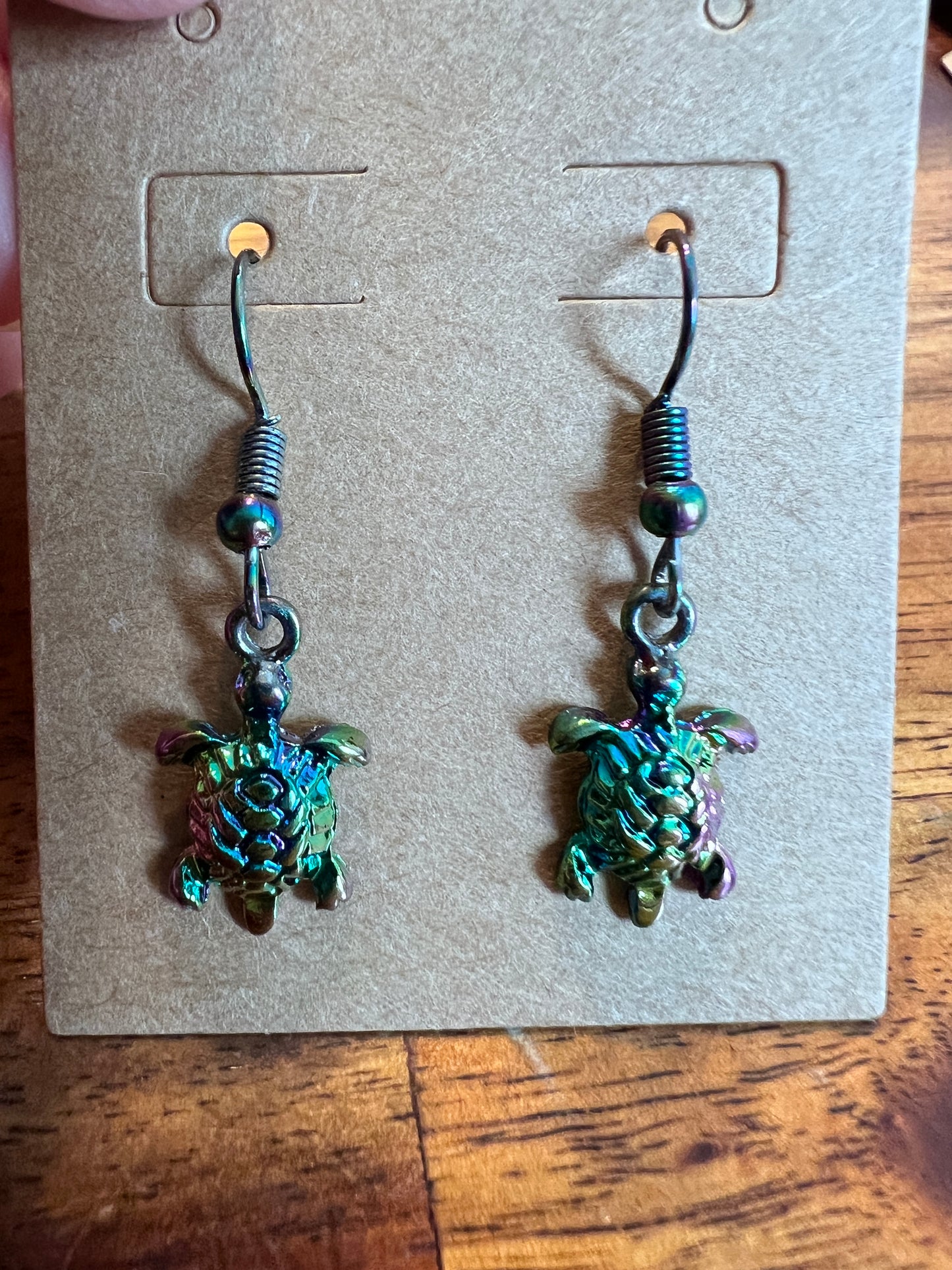 Iridescent Turtle Earrings