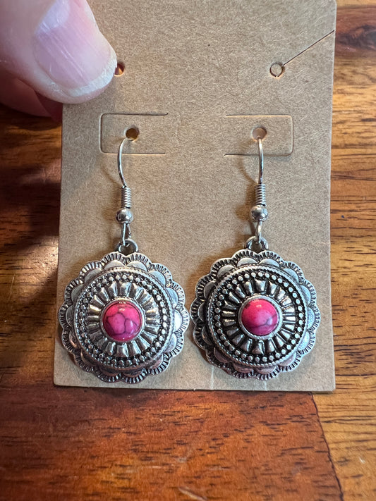 Hot Pink Concho Earrings