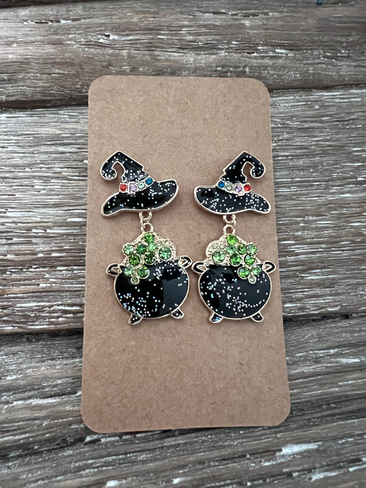 Witch Hat and Cauldron Earrings