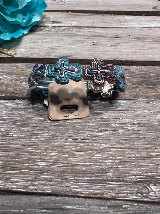 Multi Metal Cross Bracelet