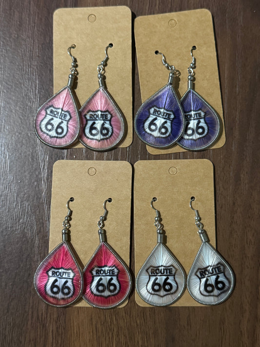Route 66 Hand threaded earrings