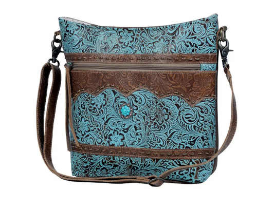 River Turquoise Leather Bag