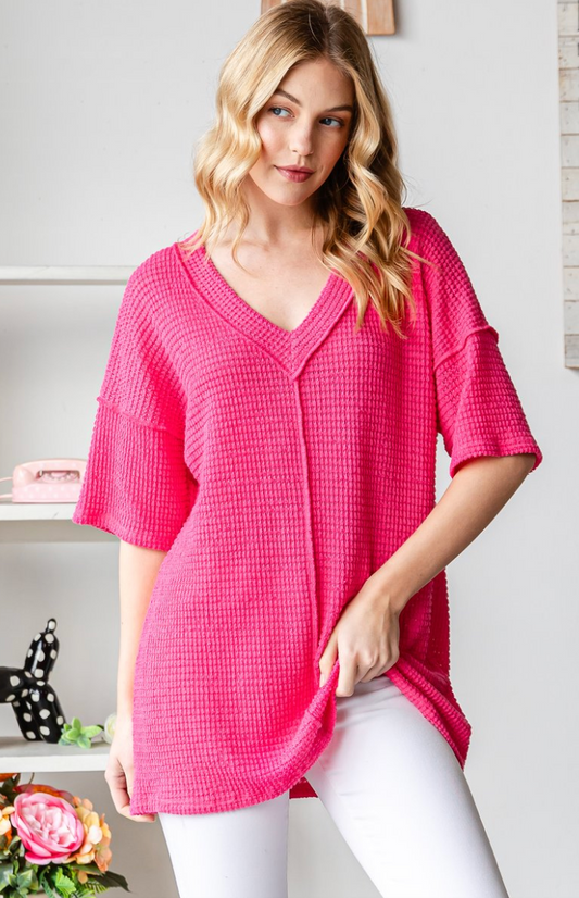 Pink Waffle Princess Top