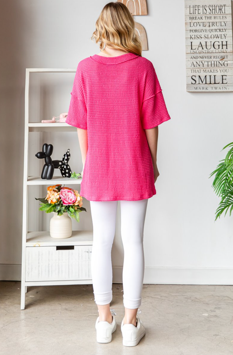 Pink Waffle Princess Top