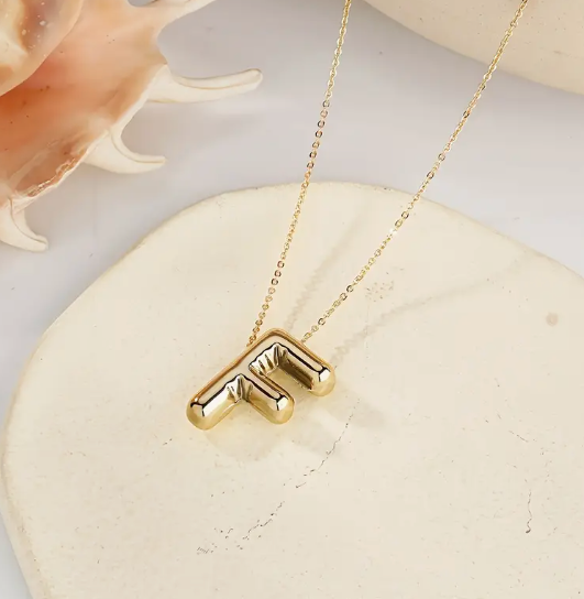 Gold Alphabet Bubble Necklace