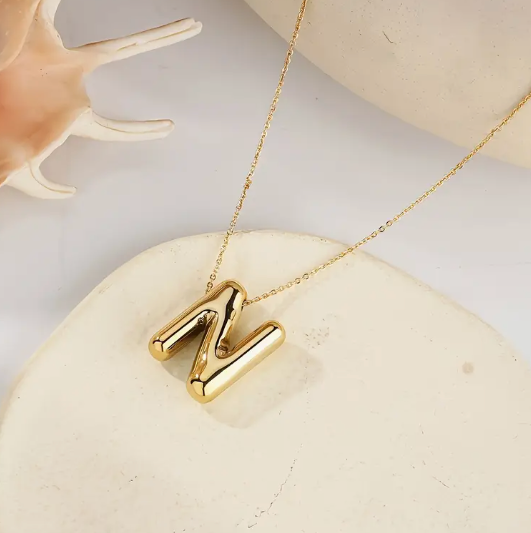 Gold Alphabet Bubble Necklace