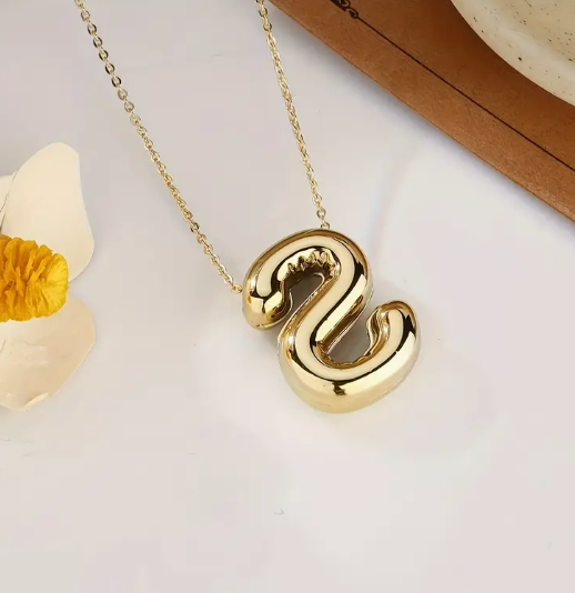 Gold Alphabet Bubble Necklace