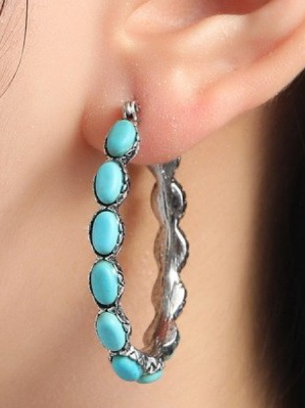 Western Oval Turquoise Earrings