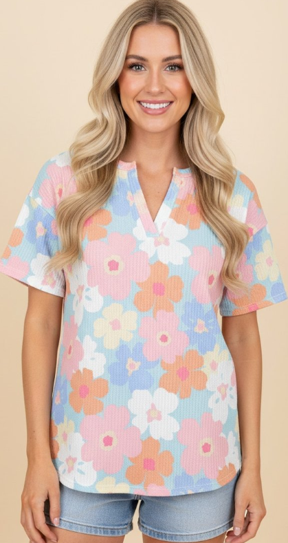 Spring Vneck Waffle Top