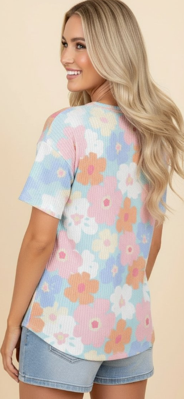 Spring Vneck Waffle Top