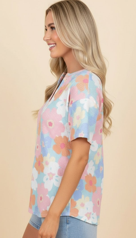 Spring Vneck Waffle Top