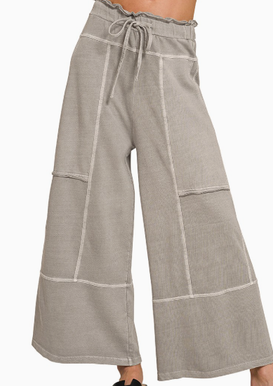French Terry Wide-Leg Pants