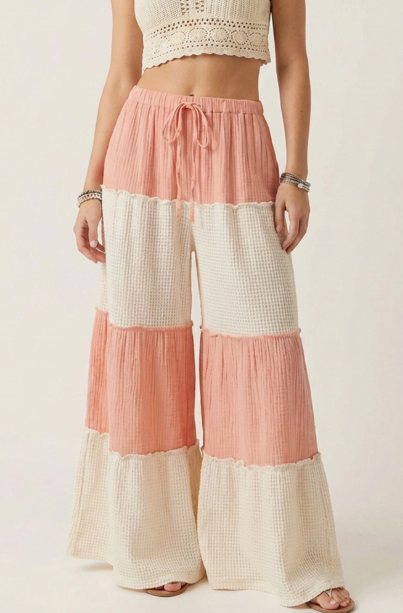 Waffle Knit Wide Leg Pants