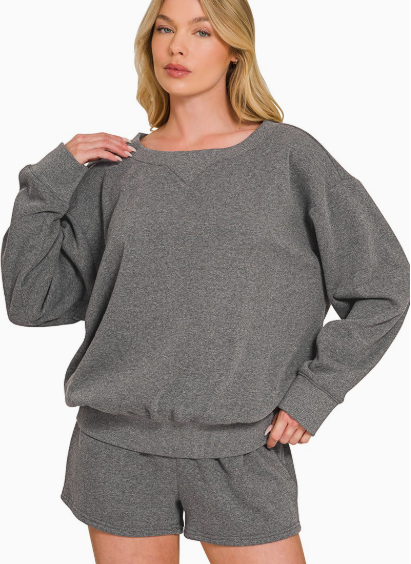 Boat Neck Sweatshirt/Short Set