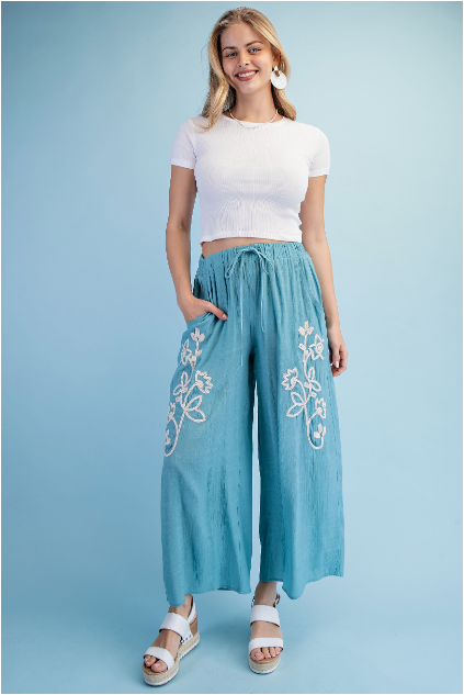 Embroidered Relaxed Fit Pants