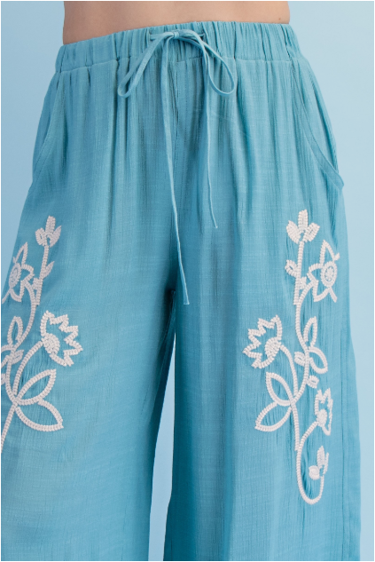 Embroidered Relaxed Fit Pants