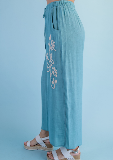 Embroidered Relaxed Fit Pants