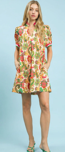 Jacquard Abstract Print Dress